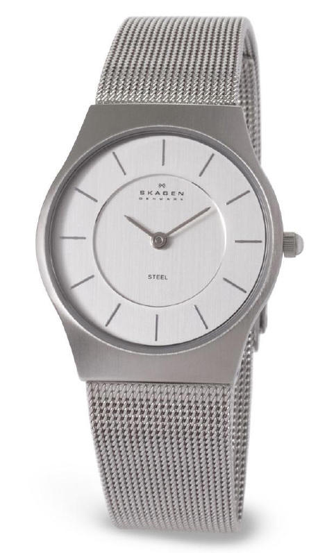 SKAGEN 233SSS Slimline Edelstahl Damen Armbanduhr